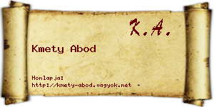 Kmety Abod névjegykártya